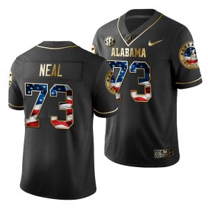 Men's Alabama Crimson Tide #73 Evan Neal 2019 Stars and Stripes Black Golden Limited Edition NCAA College Football Jersey 2403MEXH8